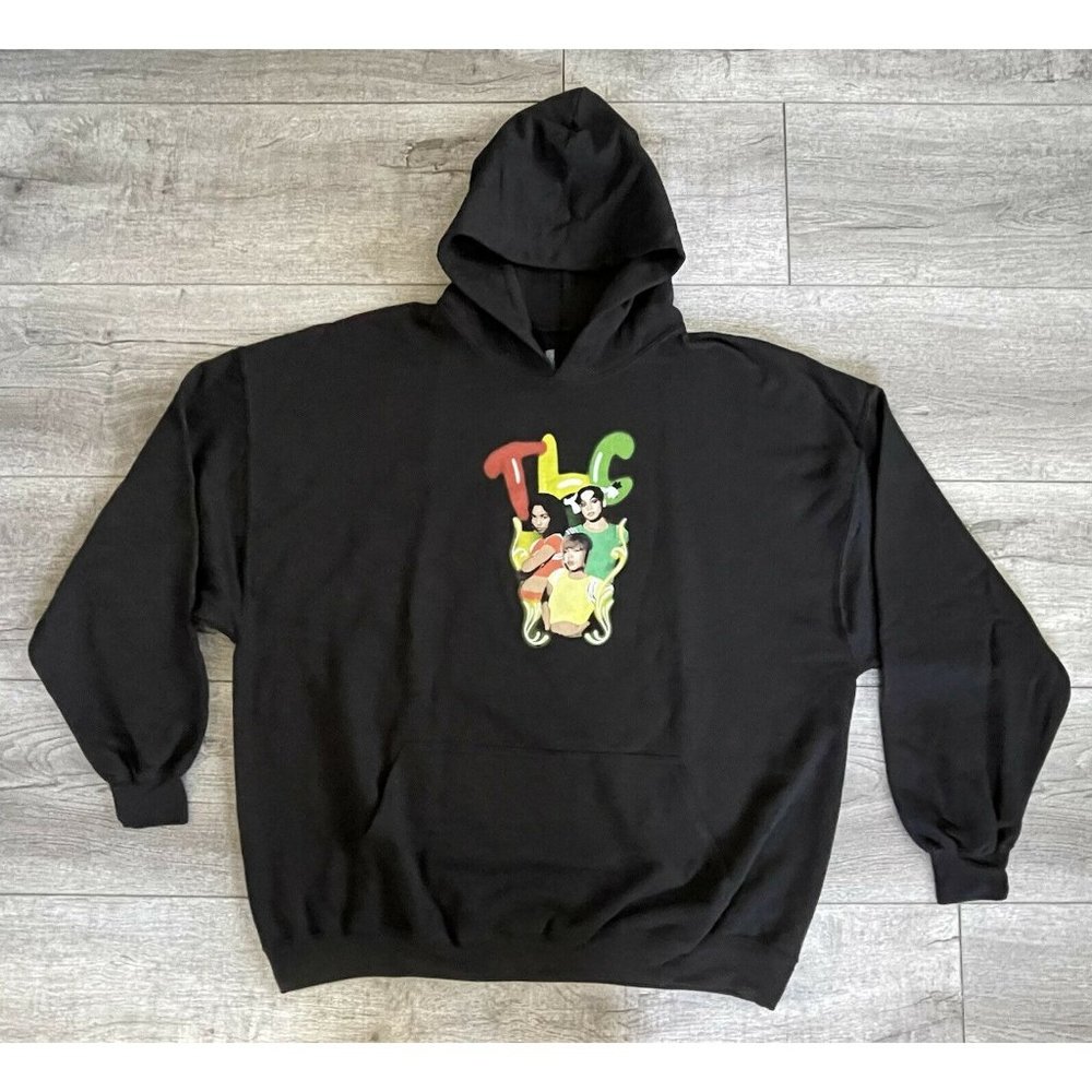 TLC Chilli T-Boz Left Eye Black Pullover Graphic Hoodie Sweatshirt